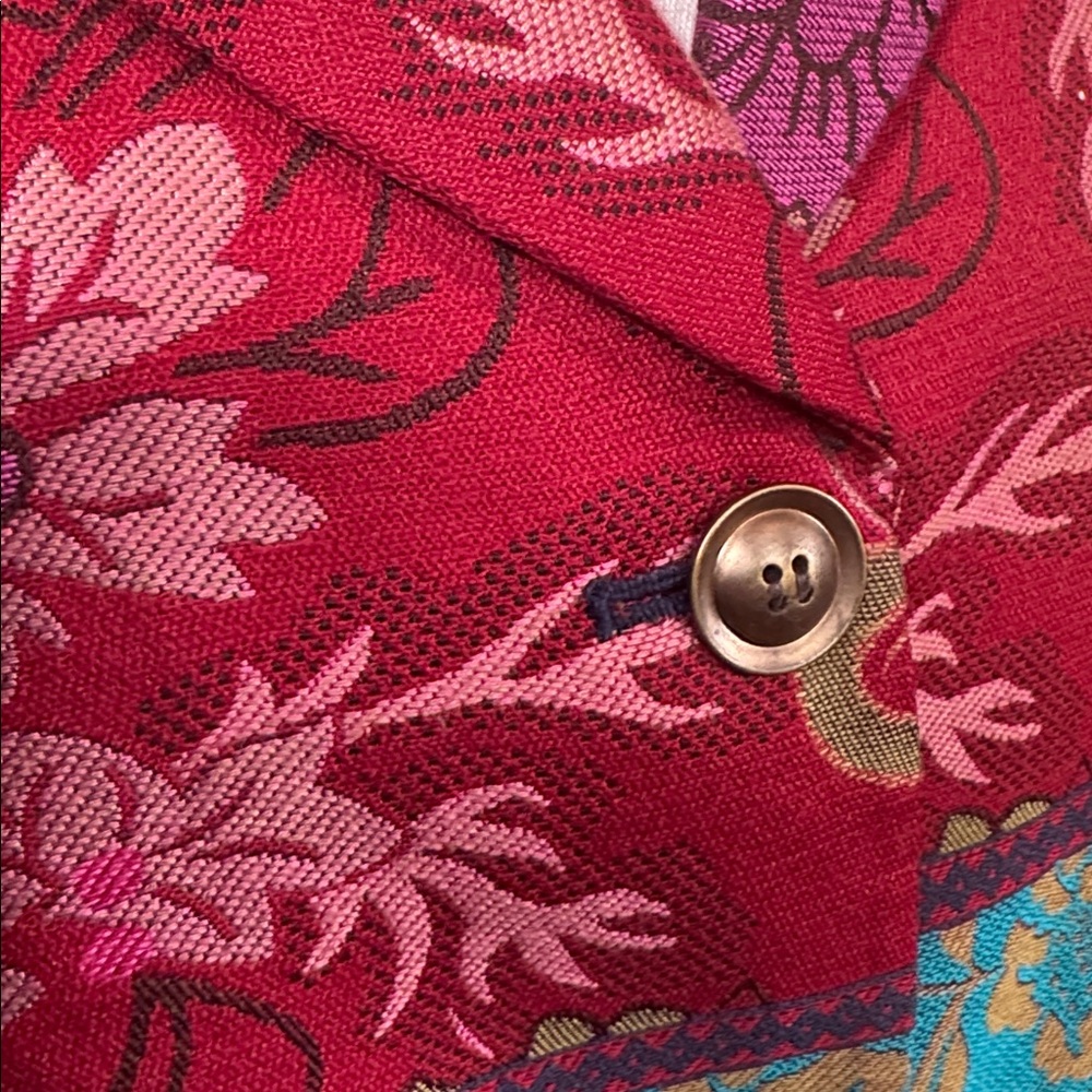 Coldwater Creek Red and Blue Floral Blazer - Picture 3 of 6